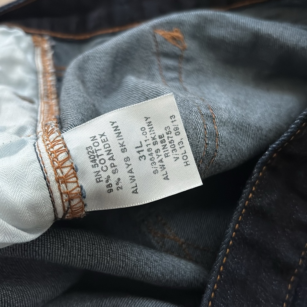 Never worn gap sz 31 long dark blue skinny jeans 830 - Picture 6 of 6